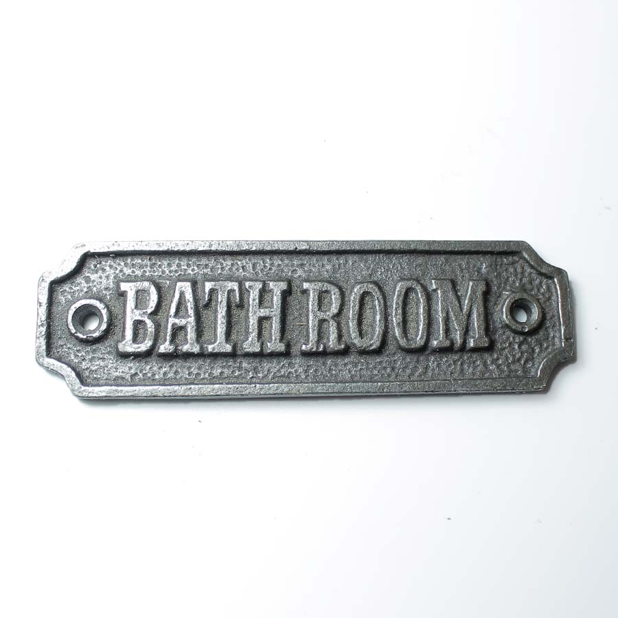 Antique Cast Iron Bathroom Plaque - 01.342.AI.BATH - Uneeka