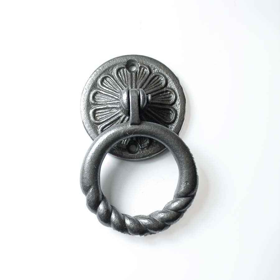 Antique Cast Iron Drop Ring Pull Handle - A191 - Uneeka