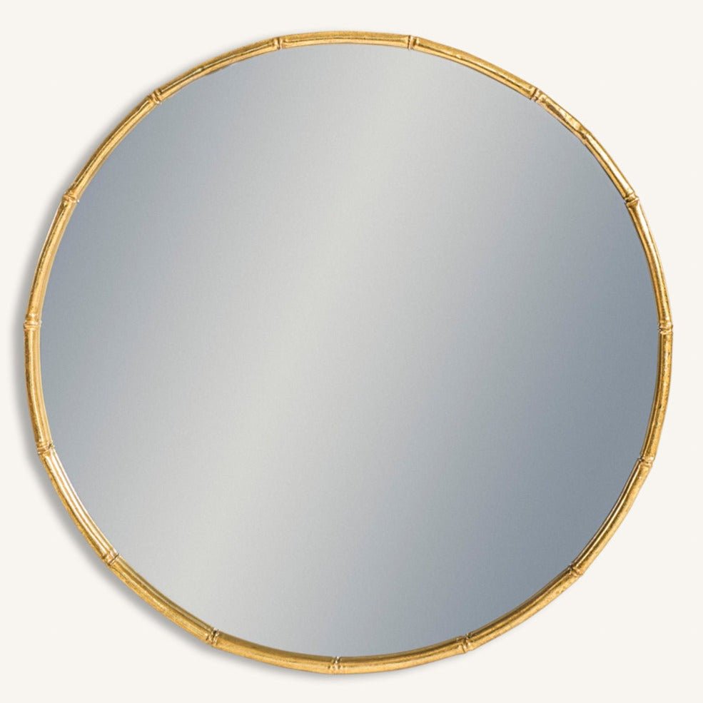 Antique Gold Bamboo Effect Round Mirror - EM134 - Uneeka