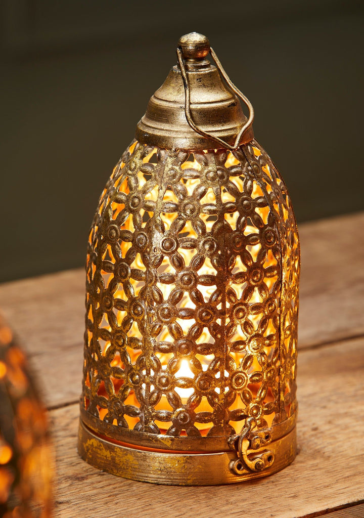 Antique Gold Finish Cutwork Lantern - LT183 - Uneeka