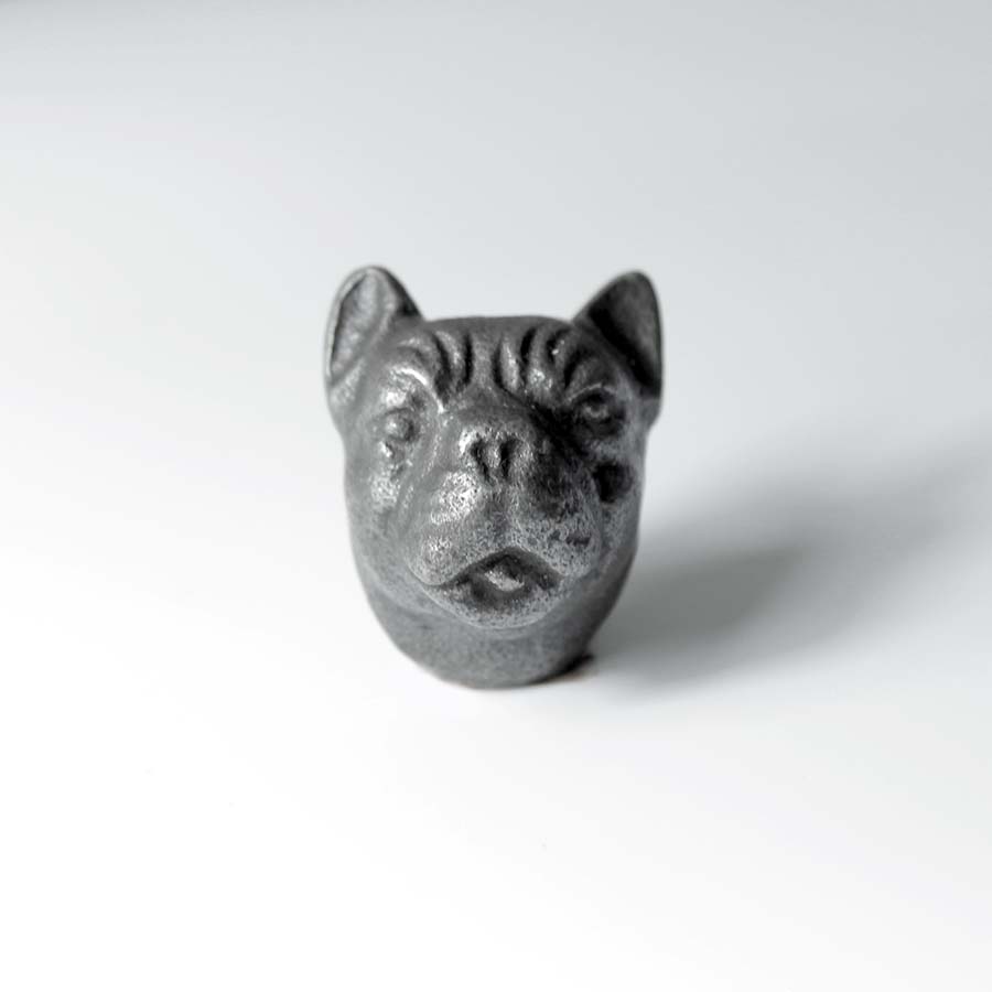 Antique Iron Bulldog Head Furniture Knob - A136 - Uneeka