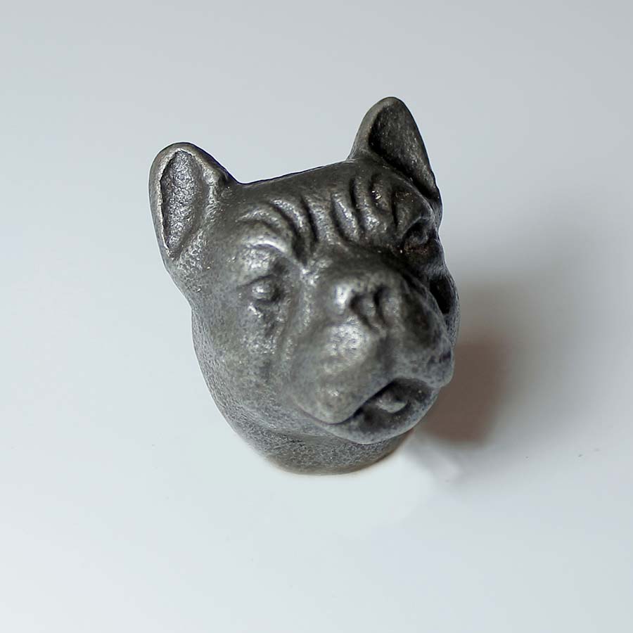 Antique Iron Bulldog Head Furniture Knob - A136 - Uneeka