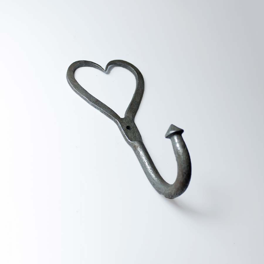 Antique Iron Hand Forged Heart Hook - 49.337.HFA.125 - Uneeka