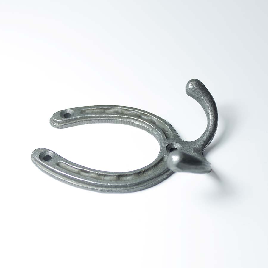 Antique Iron Horseshoe Double Coat Hook - 70.338.AI.75 - Uneeka