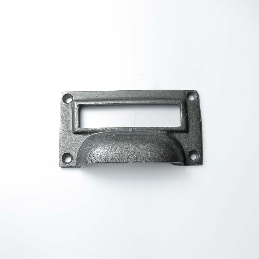 Antique Iron Pressed Cup Handle with Label Frame - 05.088P.AI.75 - Uneeka