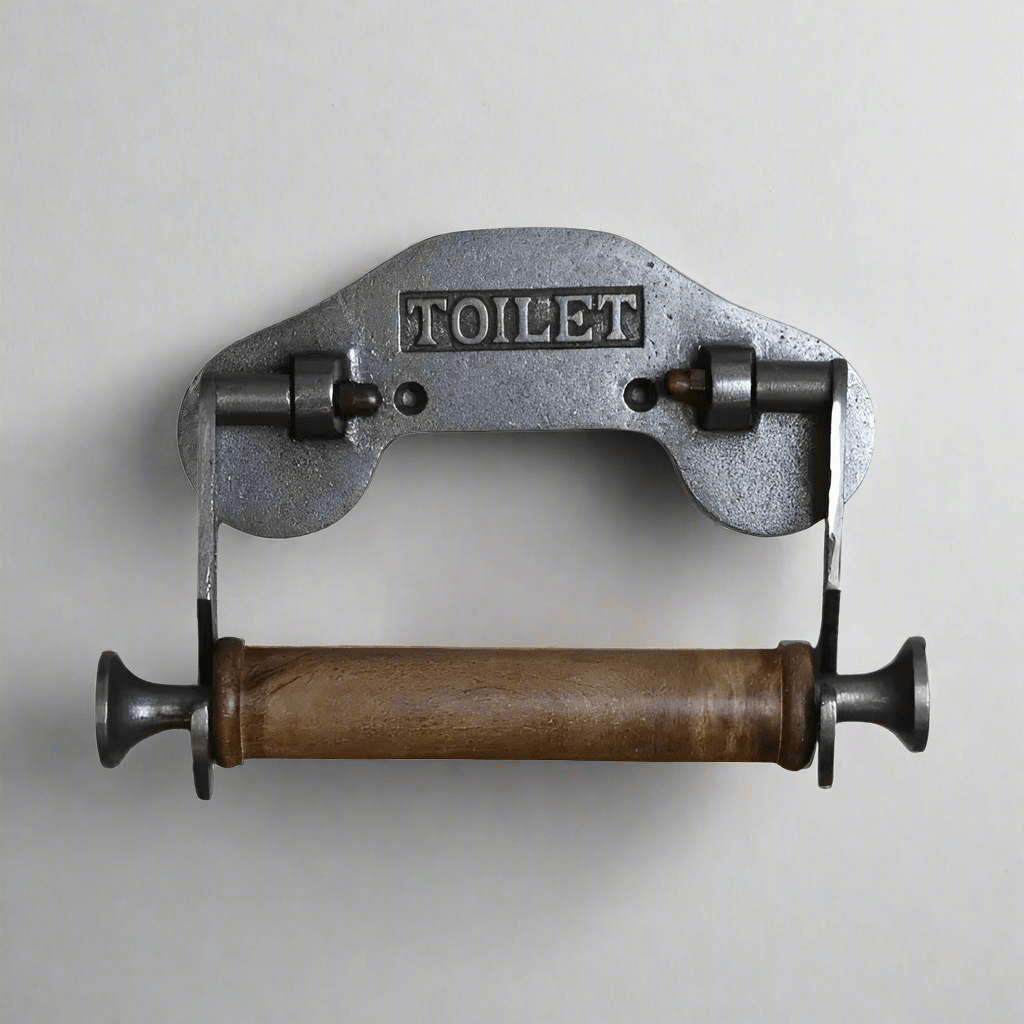 Antique Iron Toilet Roll Holder With Arms - F243.KA - Uneeka