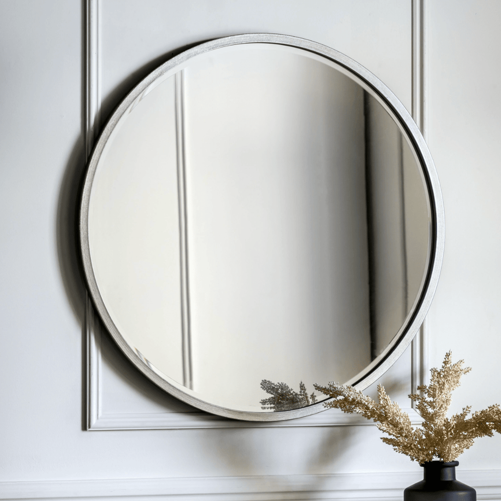 Antique Silver Finish Round Mirror - 227889 - Uneeka