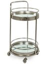 Antique Silver Metal Small Round Bar Trolley - JRG29 - Uneeka