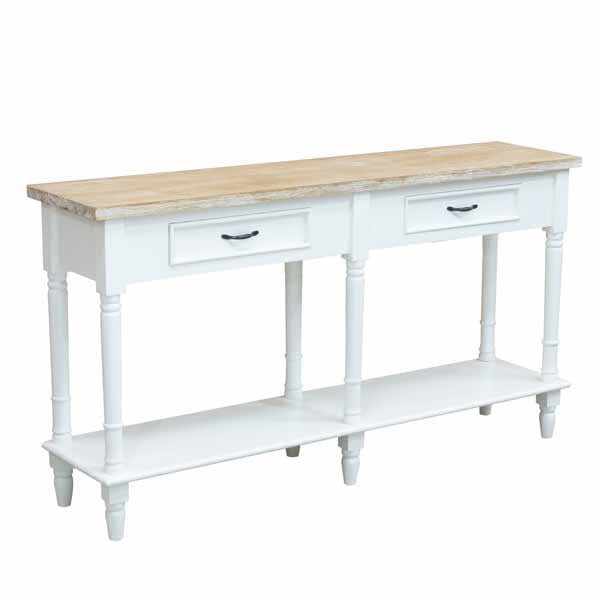 Antique Style Cottonwood 2 Drawer Console Table - PPR257 - Uneeka