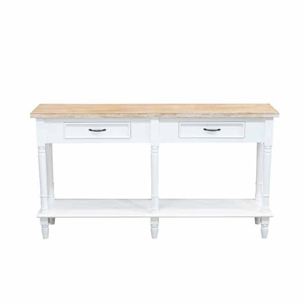 Antique Style Cottonwood 2 Drawer Console Table - PPR257 - Uneeka