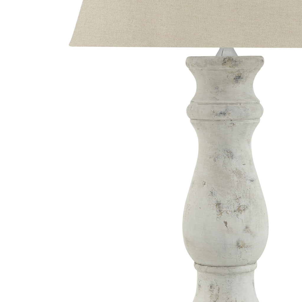 Antique White Candlestick Table Lamp with Linen Shade - 23023 - Uneeka