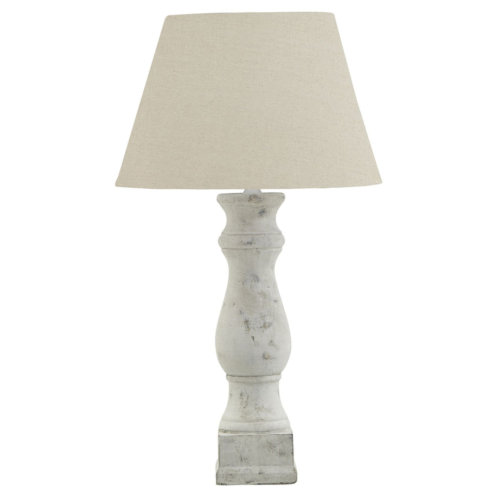 Antique White Candlestick Table Lamp with Linen Shade - 23023 - Uneeka