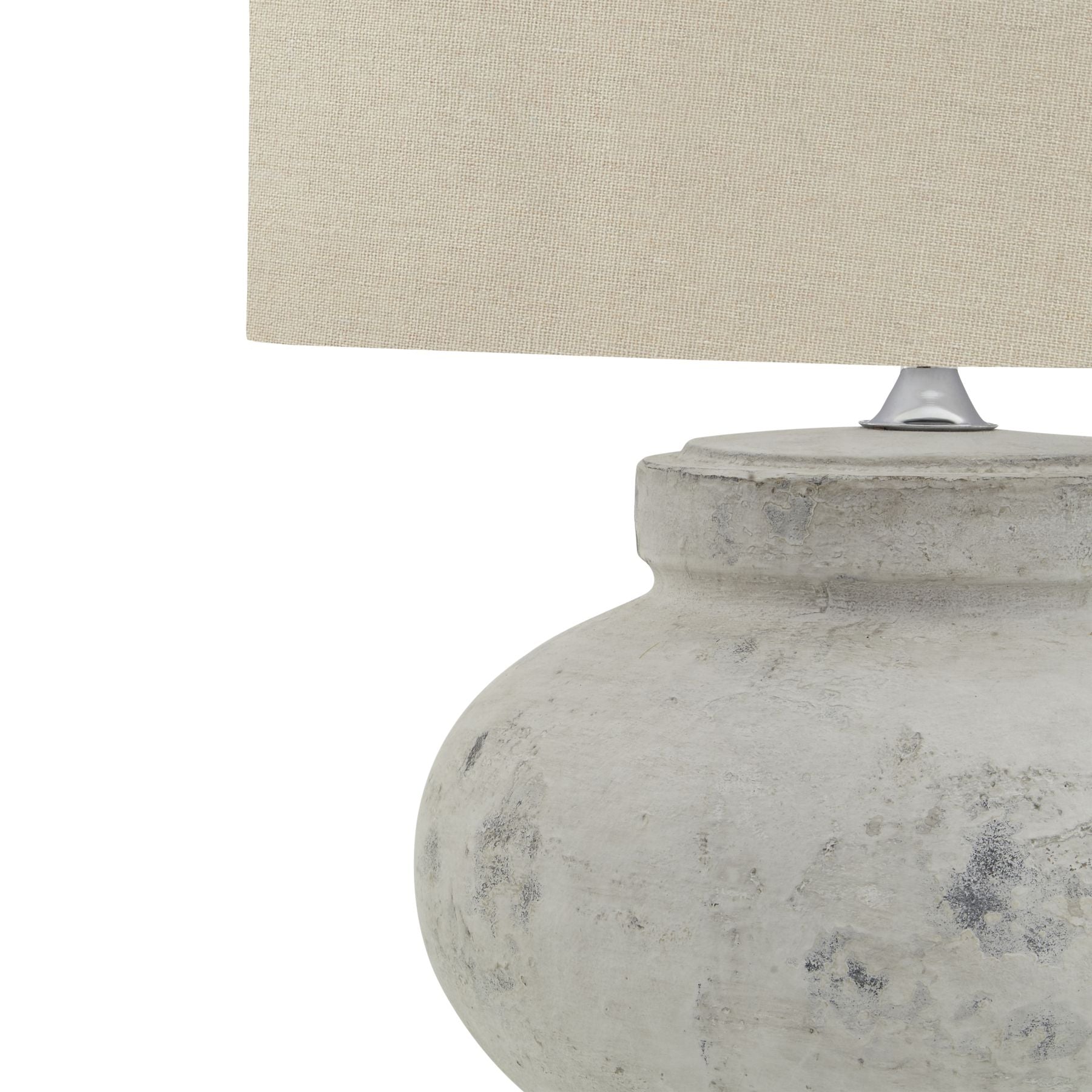 Antique White Squat Table Lamp with Linen Shade - 23015 - Uneeka