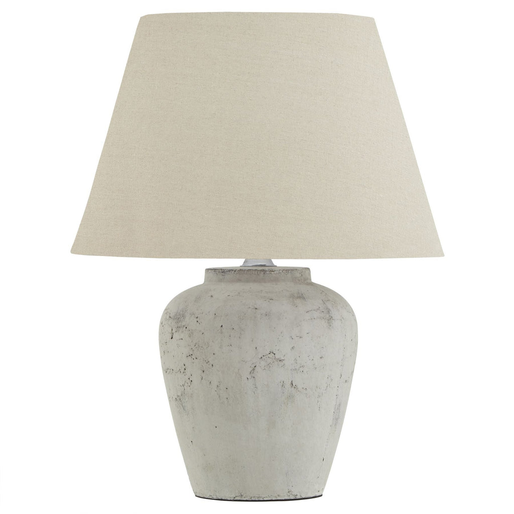 Antique White Table Lamp with Linen Shade - 23014 - Uneeka