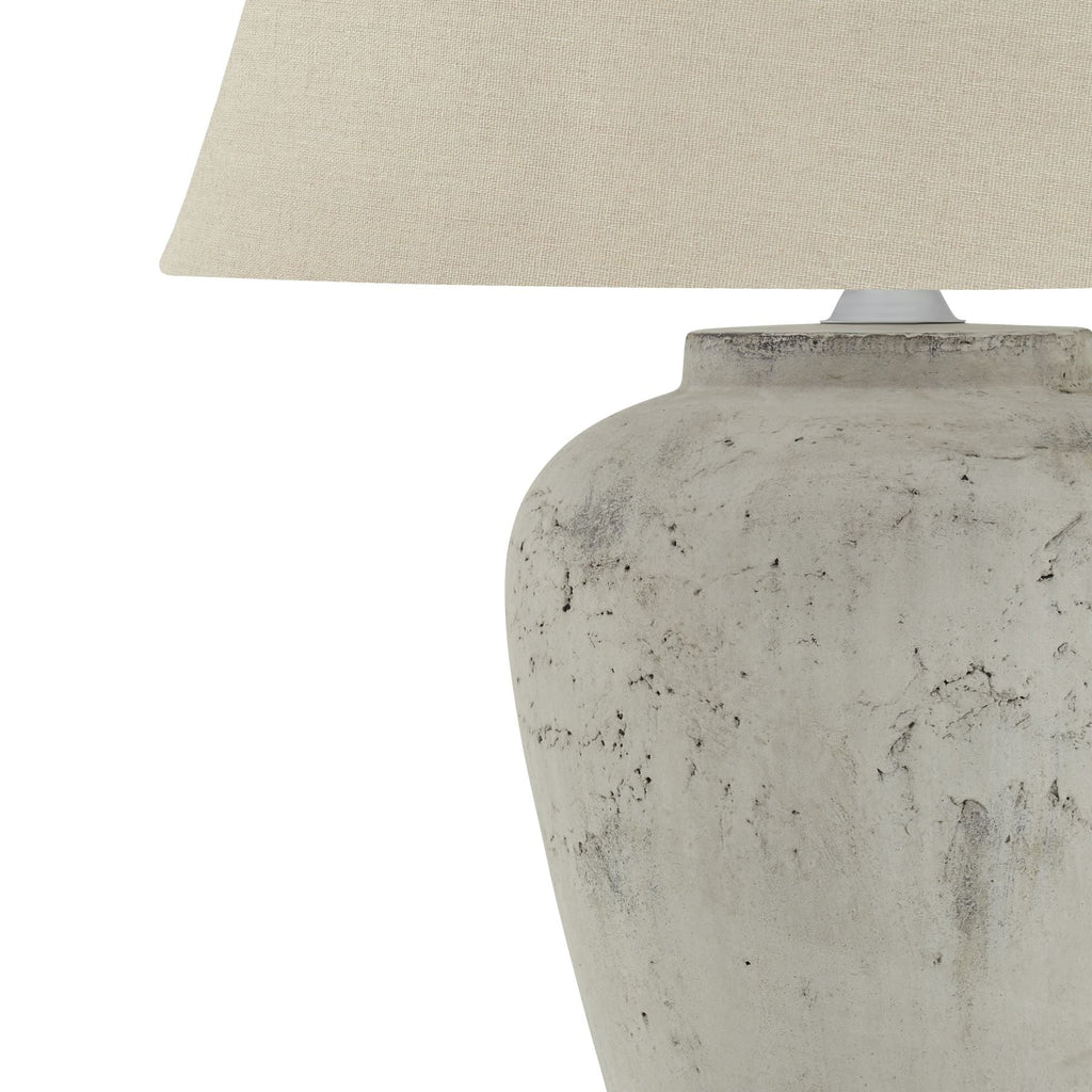 Antique White Table Lamp with Linen Shade - 23014 - Uneeka