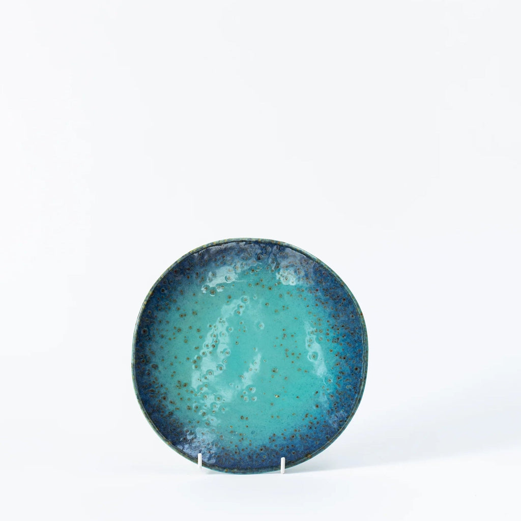 Aqua Blue Glazed Stoneware Small Plate - 882201 - Uneeka