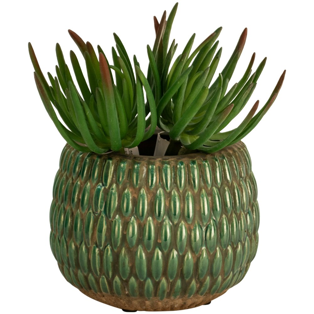 Armadillo Textured Green Plant Pot - SNT989 - Uneeka