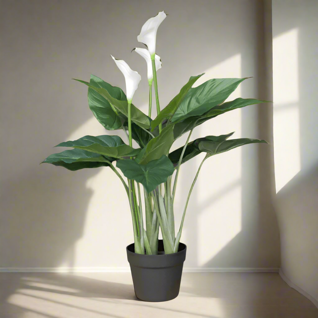 Artificial White Lily in Black Pot - 6966 - Uneeka