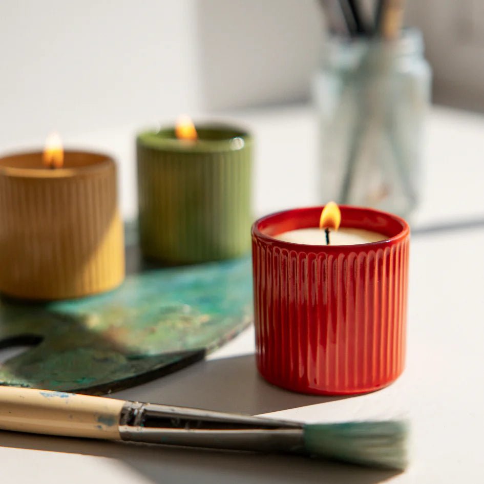 St Eval Artist Ceramic Pot Candle Geranium Leaf - F01485 - Uneeka