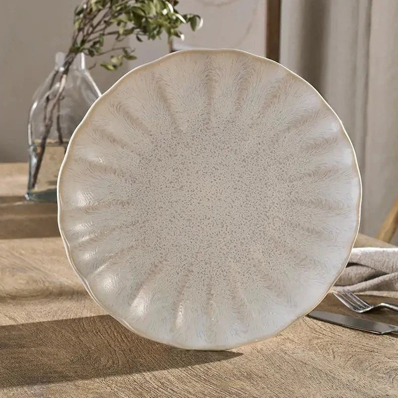 Aruvi Cream Scalloped Edge Dinner Plate - AD2301 - Uneeka