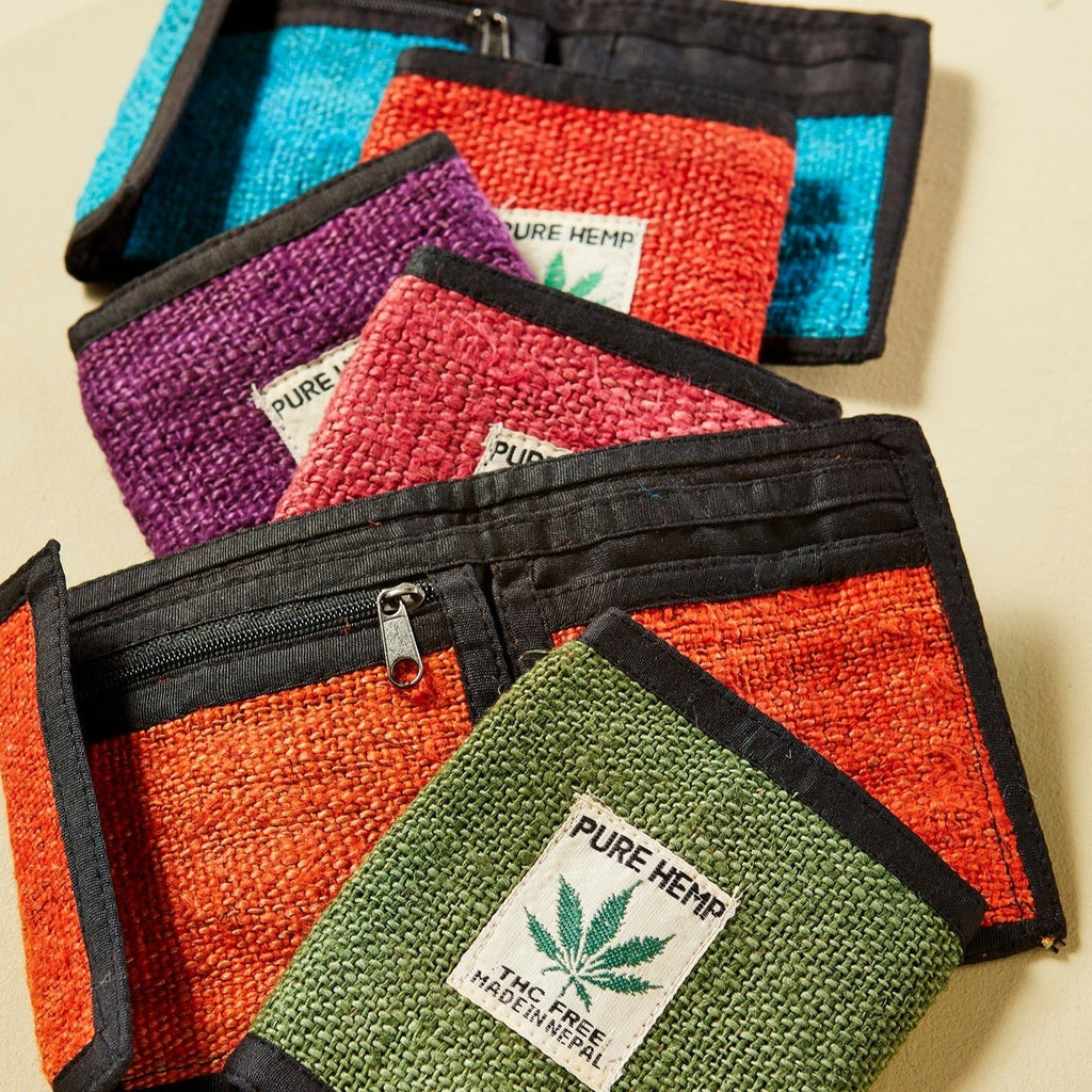 Assorted Colour Bi - fold Hemp Wallet - WA510 - Uneeka