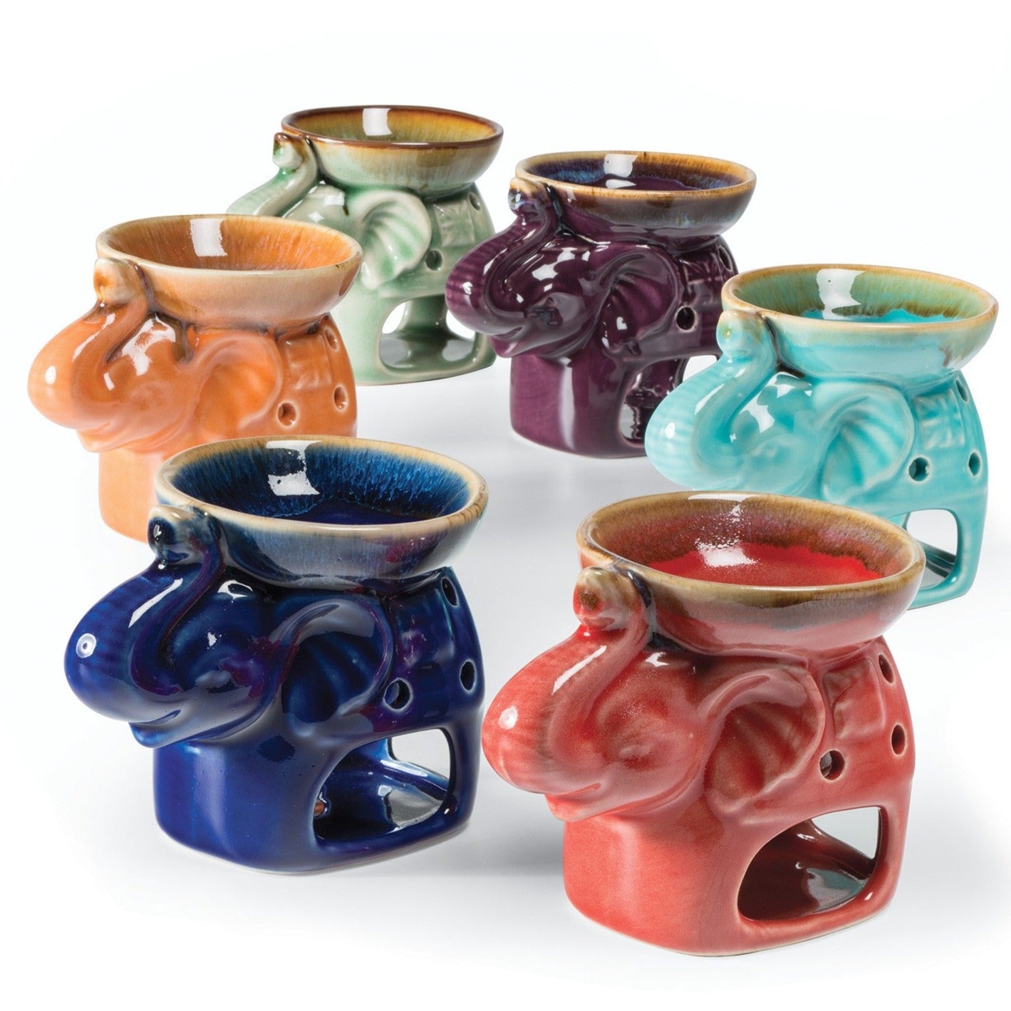 Assorted Colour Elephant Design Ceramic Oil Burner - OB71 - Uneeka