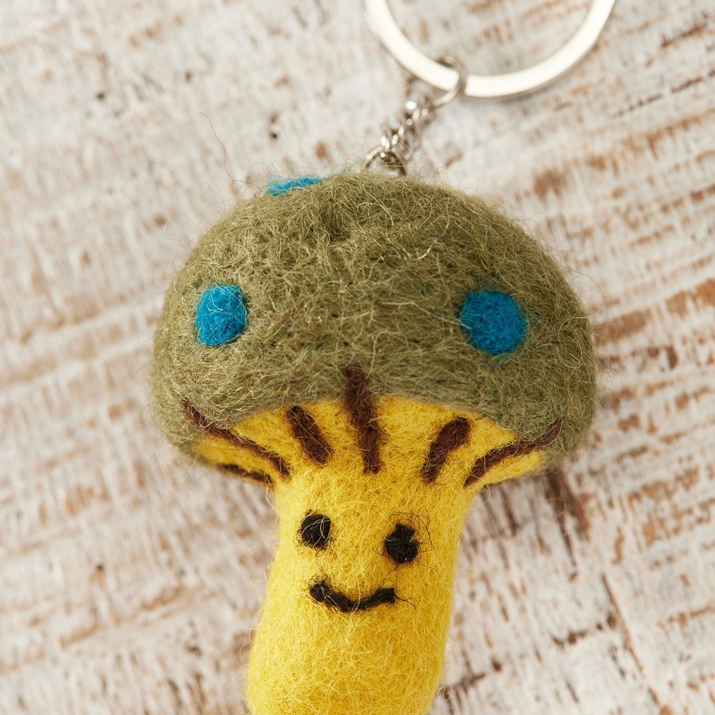 Assorted Colour Felt Smiley Mushroom Keyring - KR23 - Uneeka