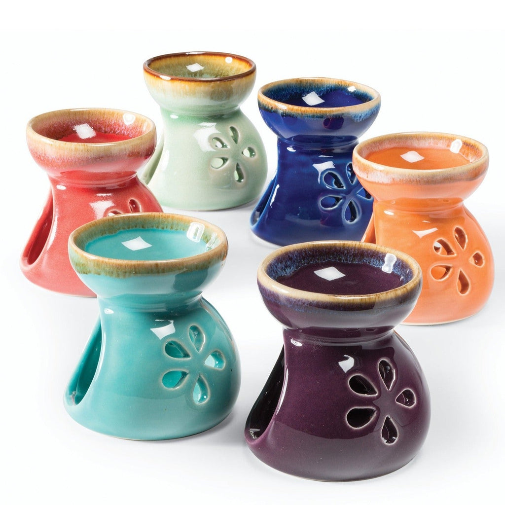 Assorted Colour Flower Cut Out Design Ceramic Oil Burner - OB70 - Uneeka