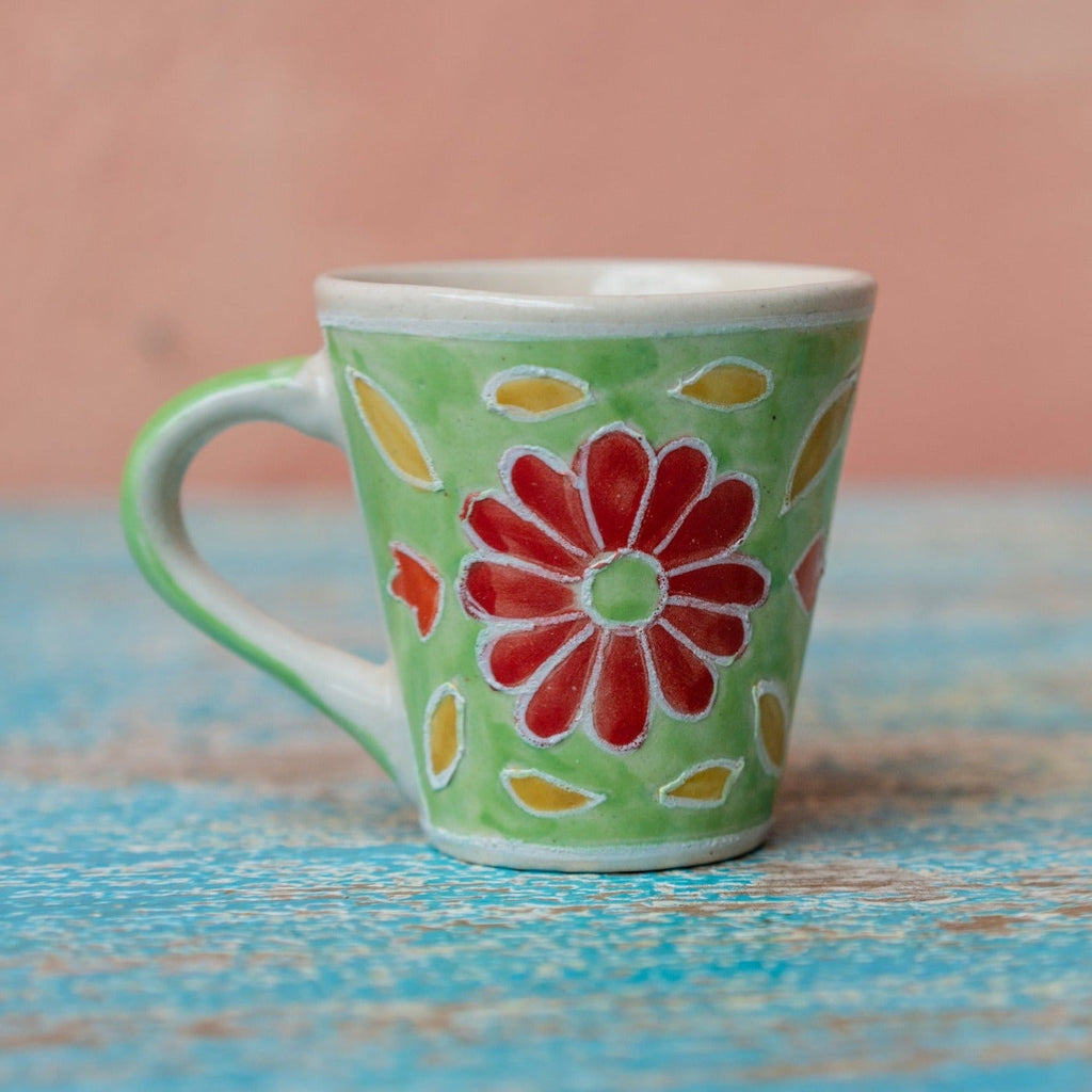 Assorted Colour Hand Painted Ceramic Espresso Mug - ESP71 - Uneeka