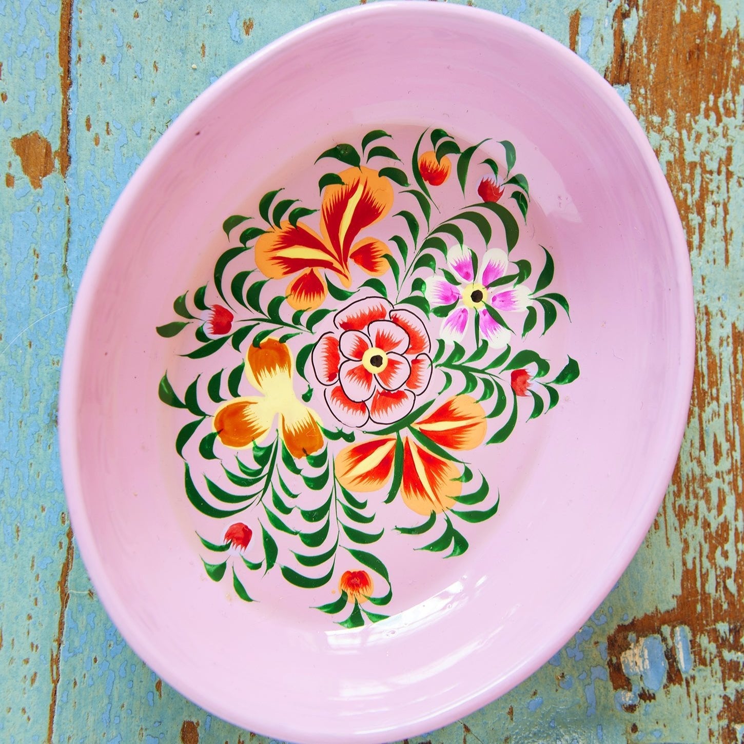 Assorted Colour Hand Painted Oval Trinket Dish - DSH1 - Uneeka