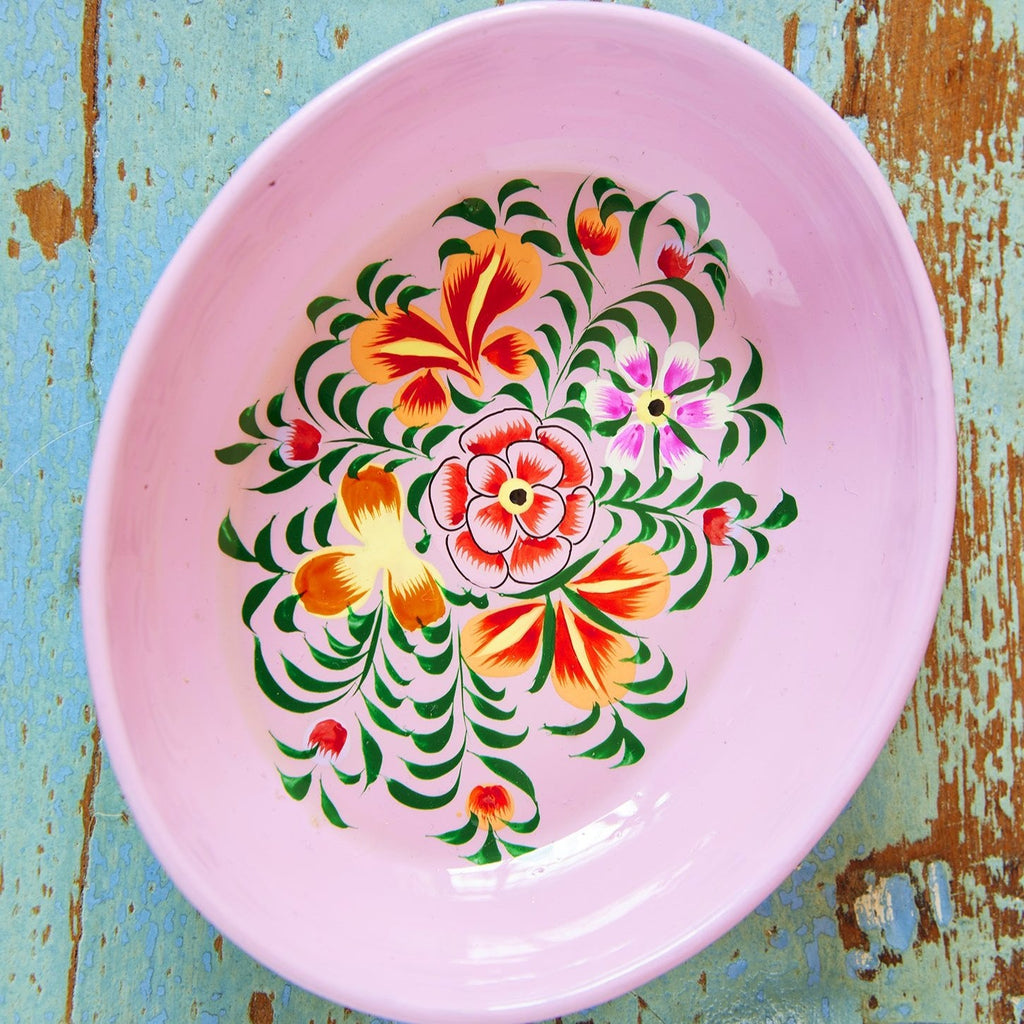 Assorted Colour Hand Painted Oval Trinket Dish - DSH1 - Uneeka