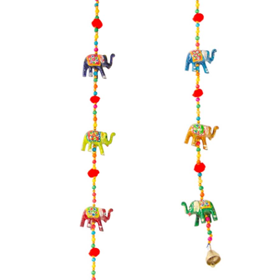 Assorted Colour Indian Elephant Hanging Decoration - STR91 - Uneeka