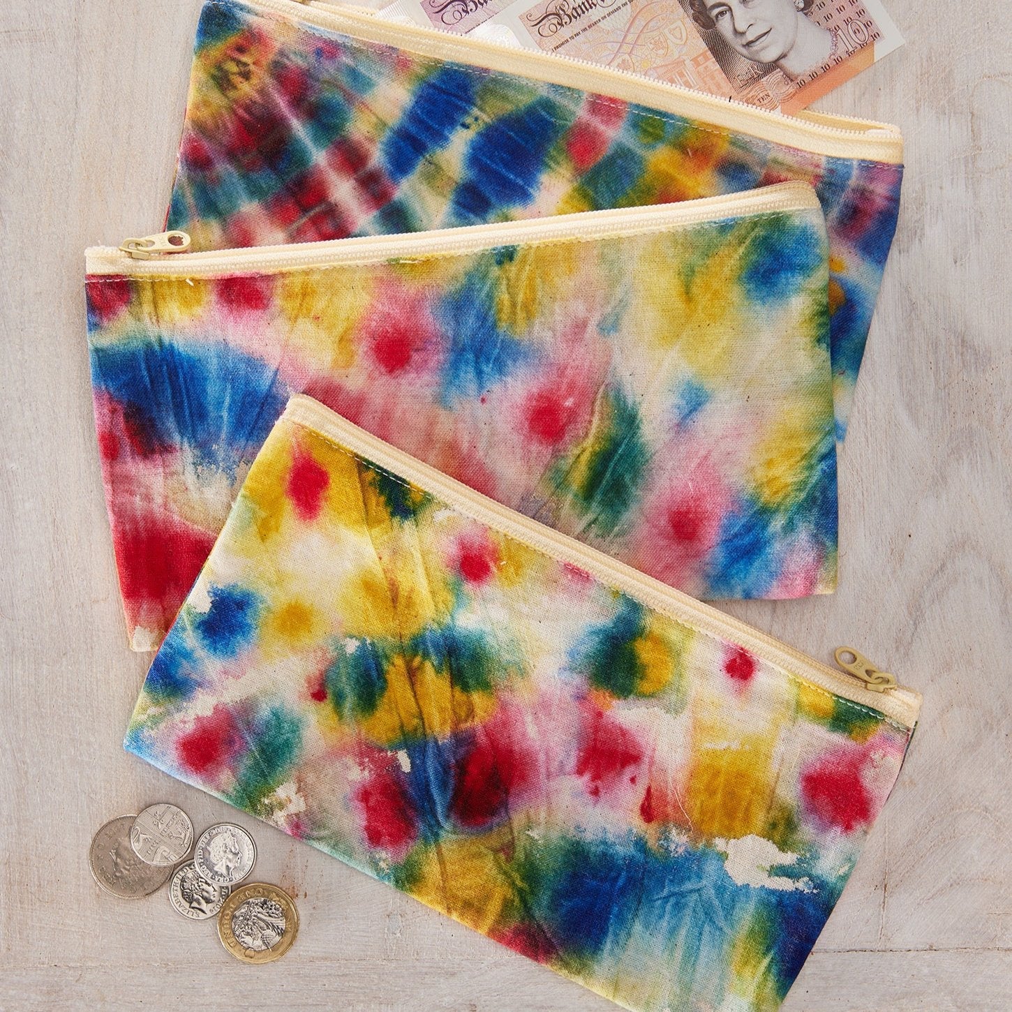 Assorted Colour Multi Tie Dye Pouch Bag - P7 - Uneeka