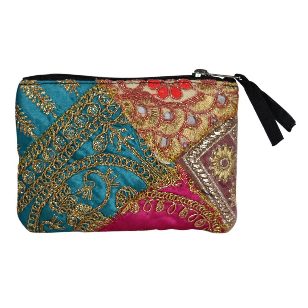 Assorted Colour Recycled Patchwork Sari Purse - ASP1723 - Uneeka