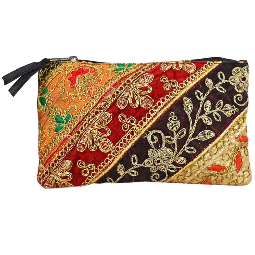 Assorted Colour Recycled Patchwork Sari Purse - ASP1732 - Uneeka