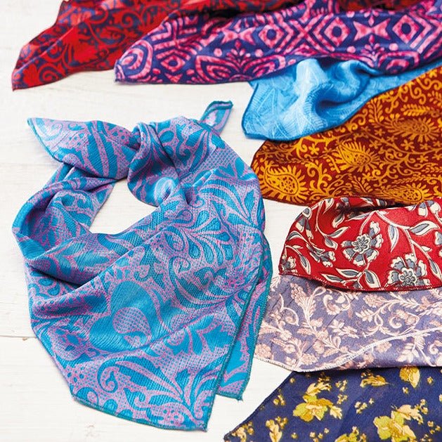 Assorted Colour Recycled Sari Bandana - BAN104 - Uneeka