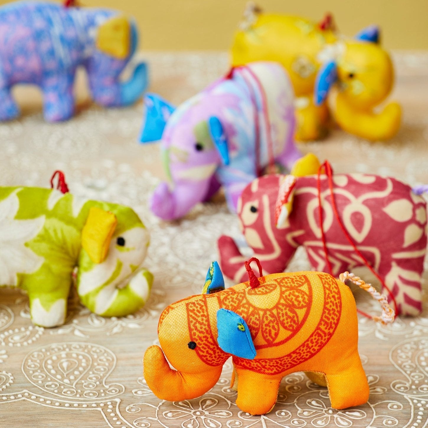 Assorted Colour Recycled Sari Elephant Decoration - HDEC128 - Uneeka