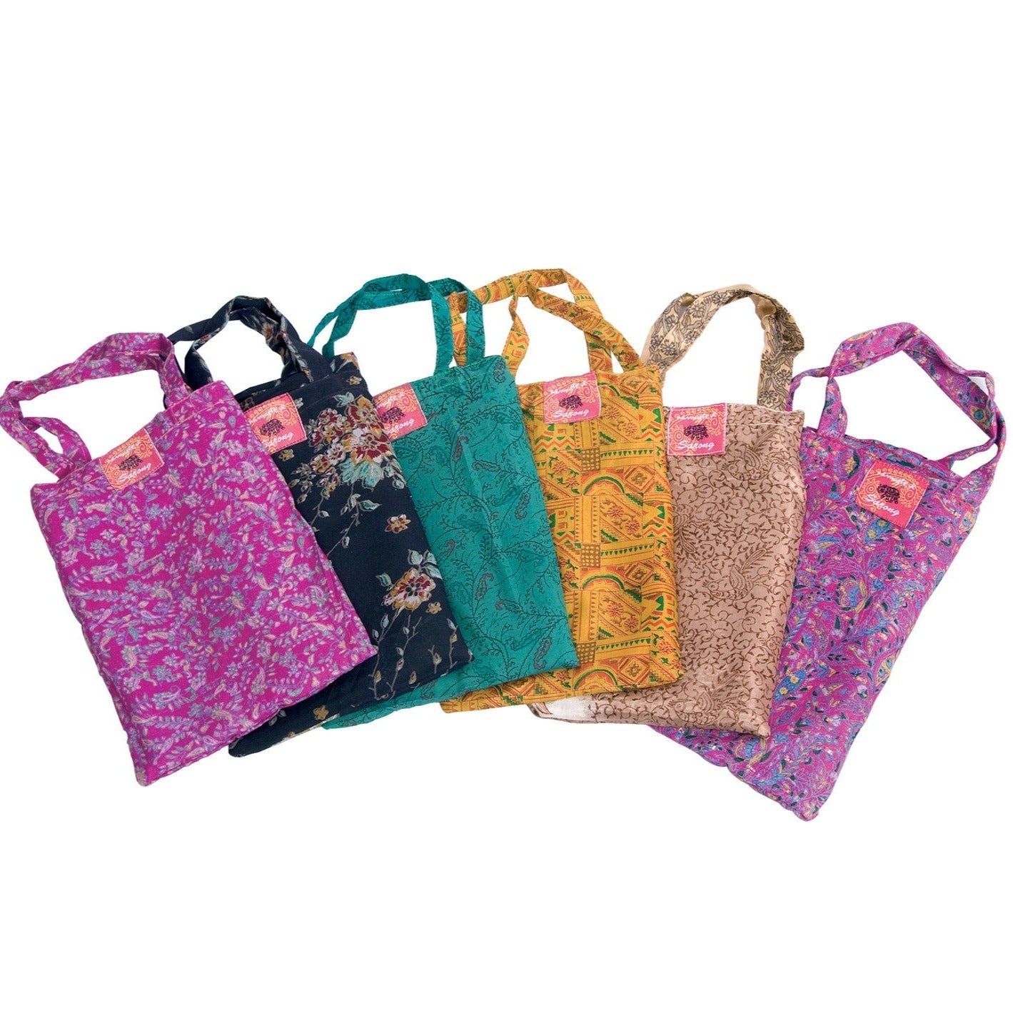 Assorted Colour Recycled Sari Sarong in Bag - SA9 - Uneeka