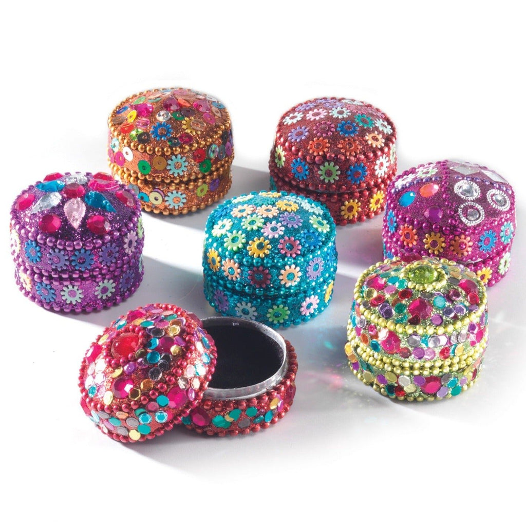 Assorted Colour Tiny Glitter Round Trinket Box - PB79 - Uneeka