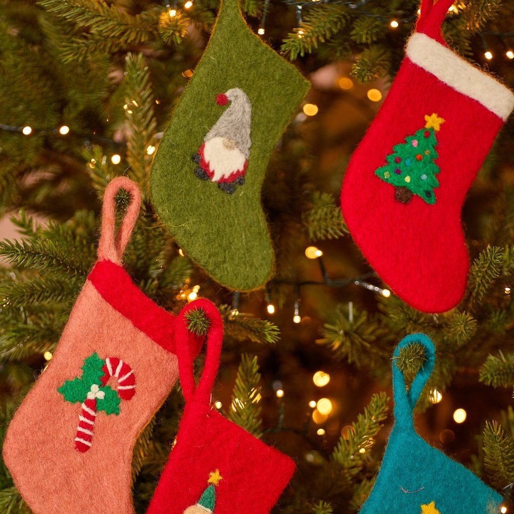 Assorted Felt Festive Character Mini Stocking - XM79 - Uneeka