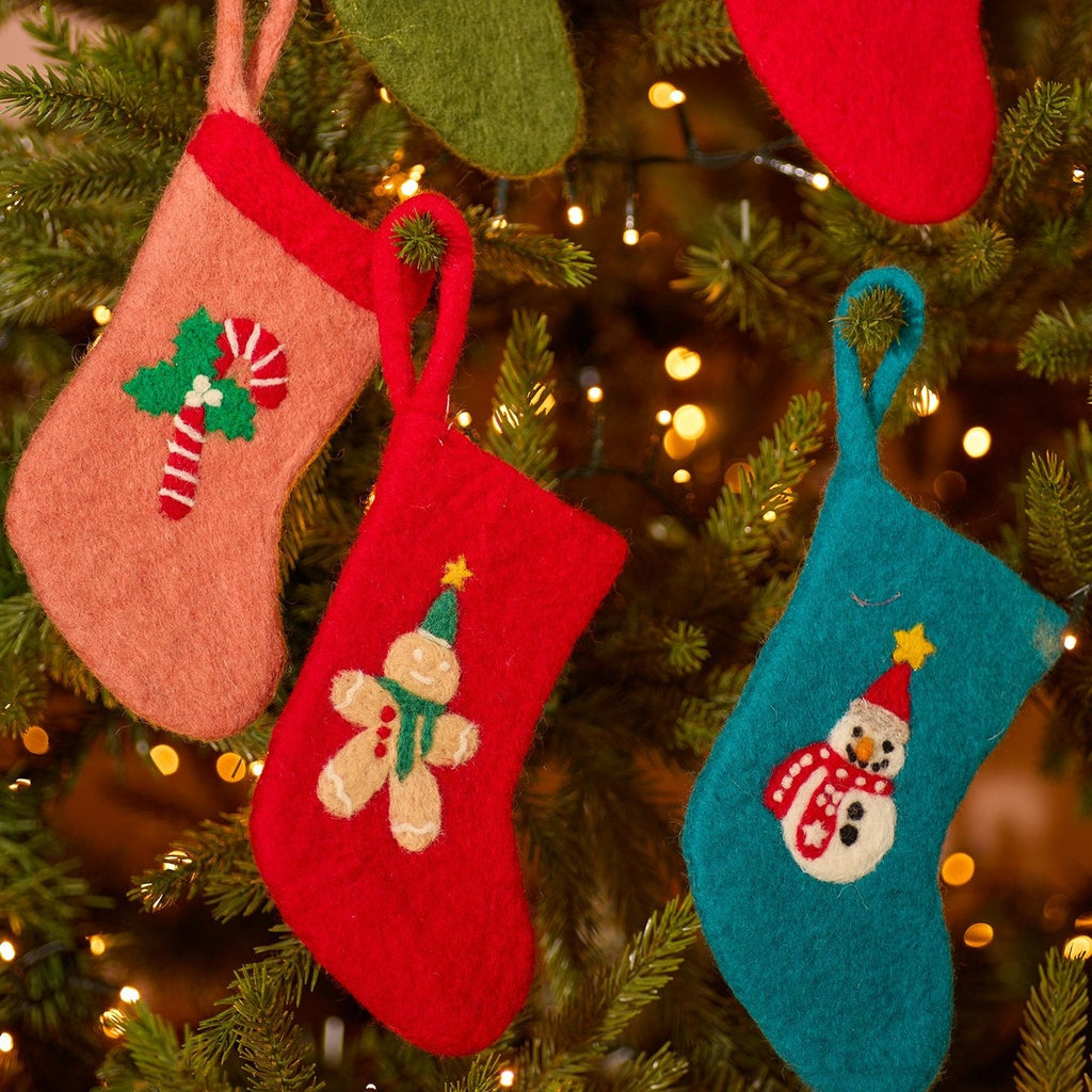 Assorted Felt Festive Character Mini Stocking - XM79 - Uneeka