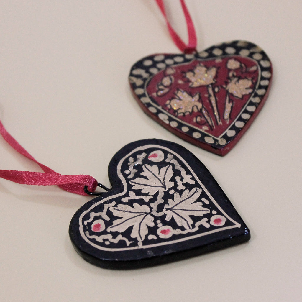 Assorted Hand Painted Heart Decoration - kpm142 - Uneeka