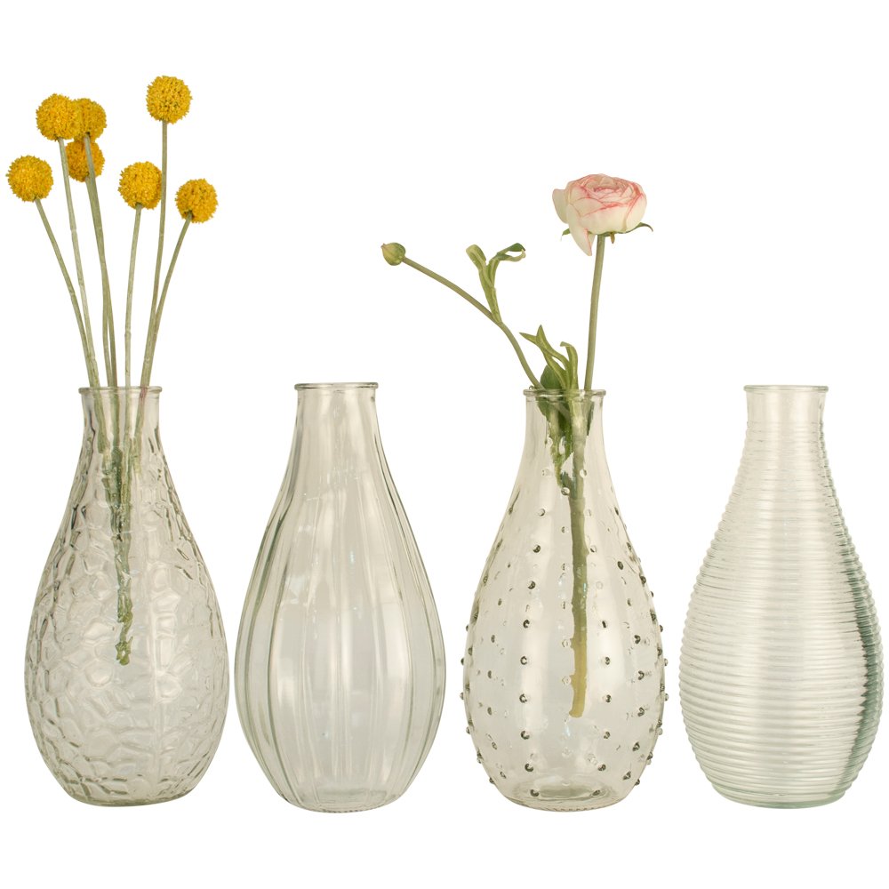 Assorted Pattern Textured Round Glass Vases - DE940 - Uneeka