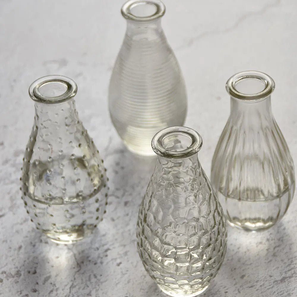 Assorted Pattern Textured Round Glass Vases - DE940 - Uneeka