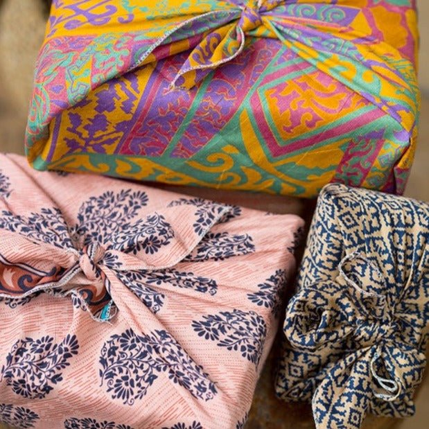 Assorted Recycled Sari Gift Wrap - GW120 - Uneeka