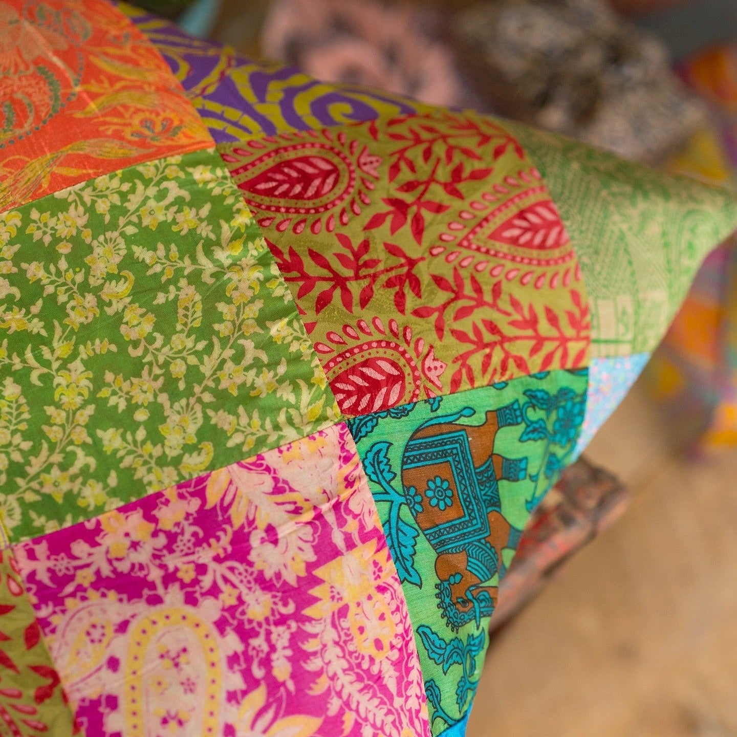 Assorted Recycled Sari Patchwork Cushion - CC140 - Uneeka