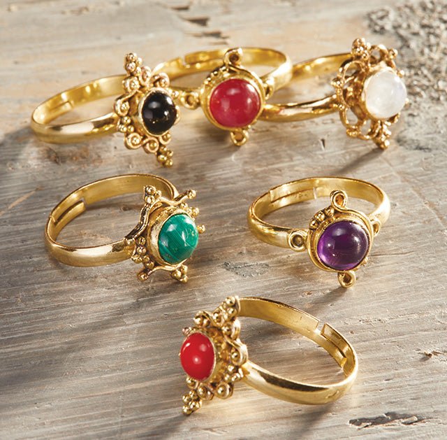 Assorted Setting Brass Ring with Stone - RG544 - Uneeka