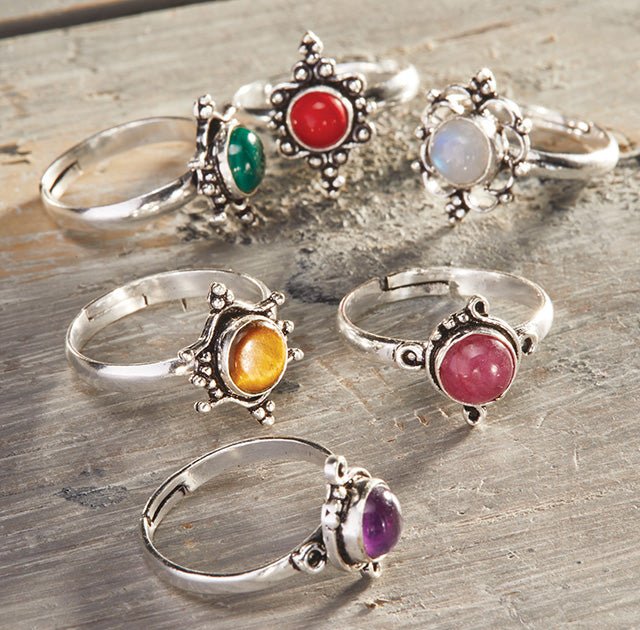 Assorted Setting Silver Plated Brass Ring - RG543 - Uneeka