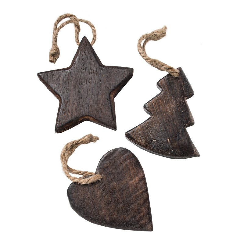 Assorted Tree, Heart & Star Wooden Decorations - XM268 - Uneeka