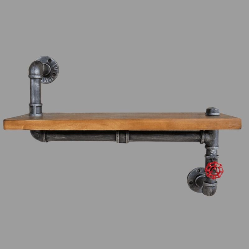 Asymmetric Wooden Pipe Shelf - 5896 - Uneeka